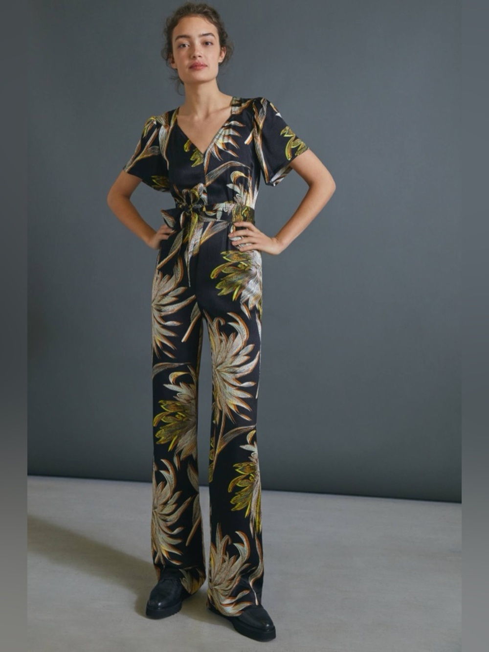 Anthropologie Jasmine palm-print jumpsuit